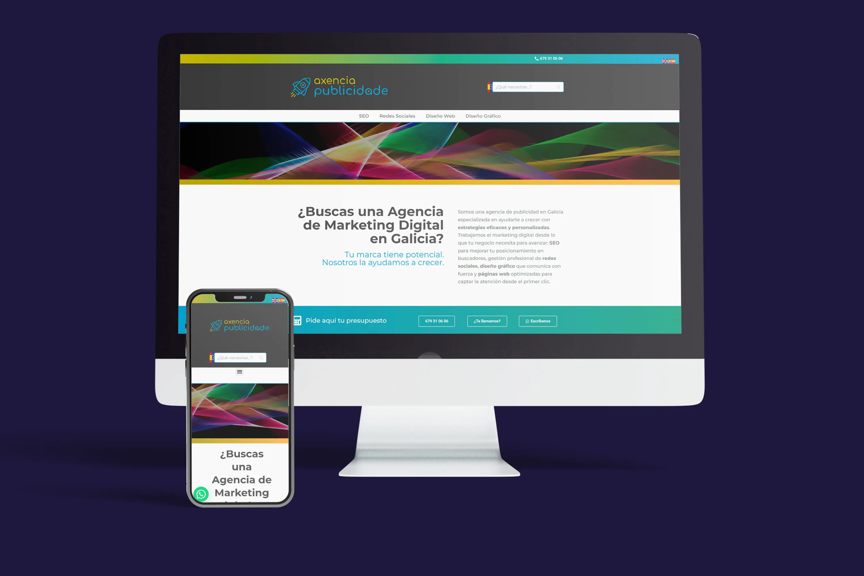 Diseño web corporativo axenciapublicidade.com vista responsive