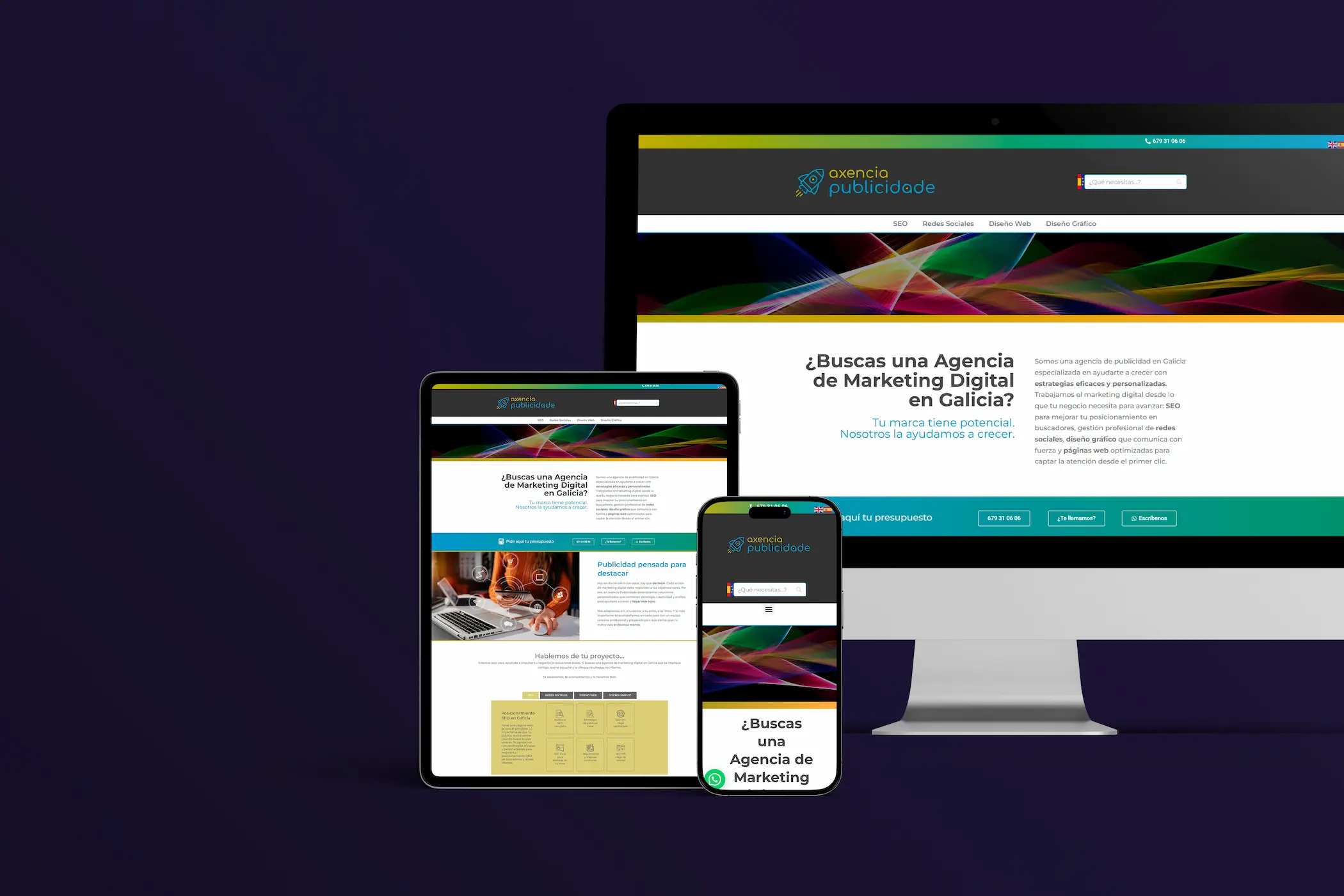 Diseño web axenciapublicidade mockup responsive completo