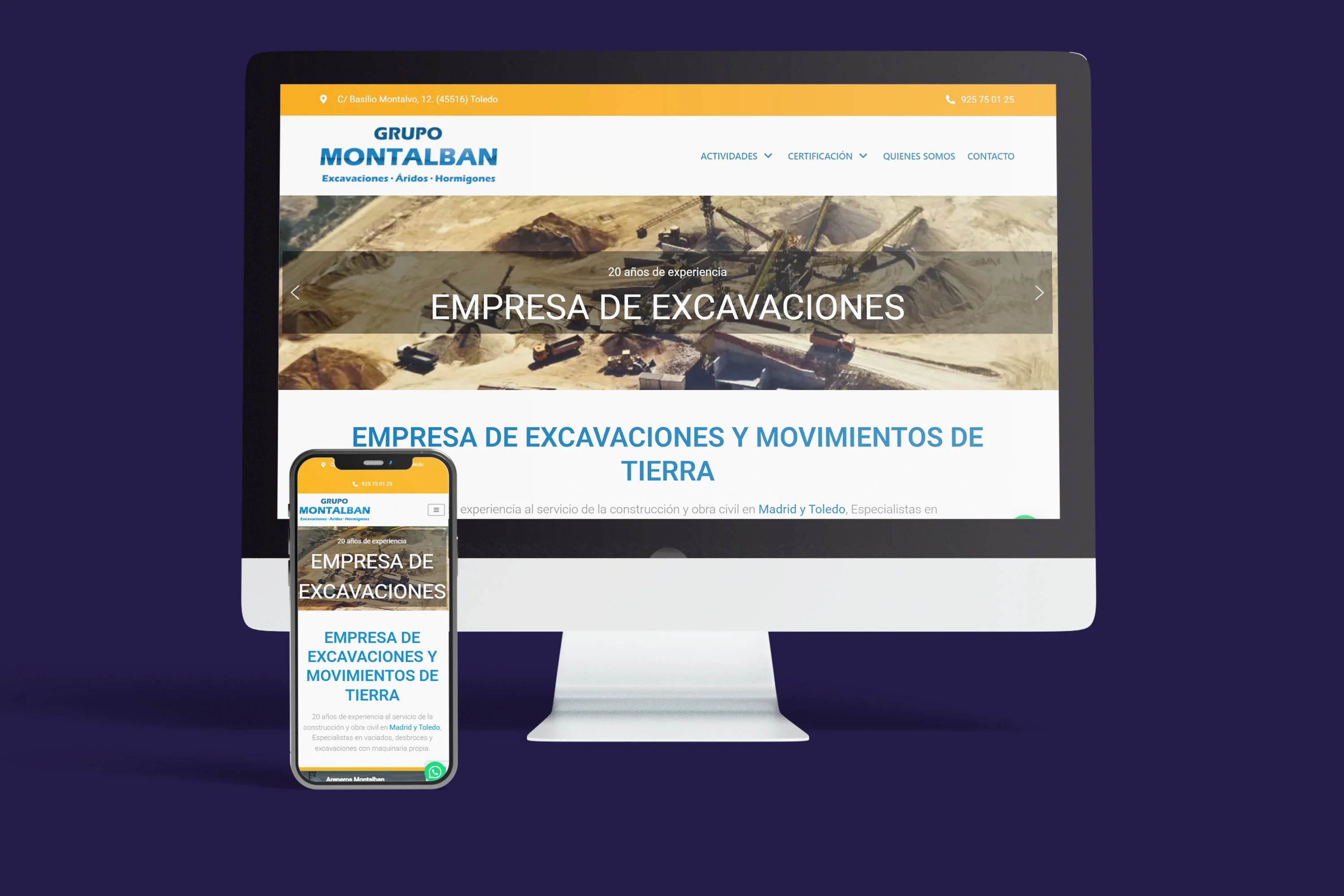 Diseño web Grupo Montalban mockup completo