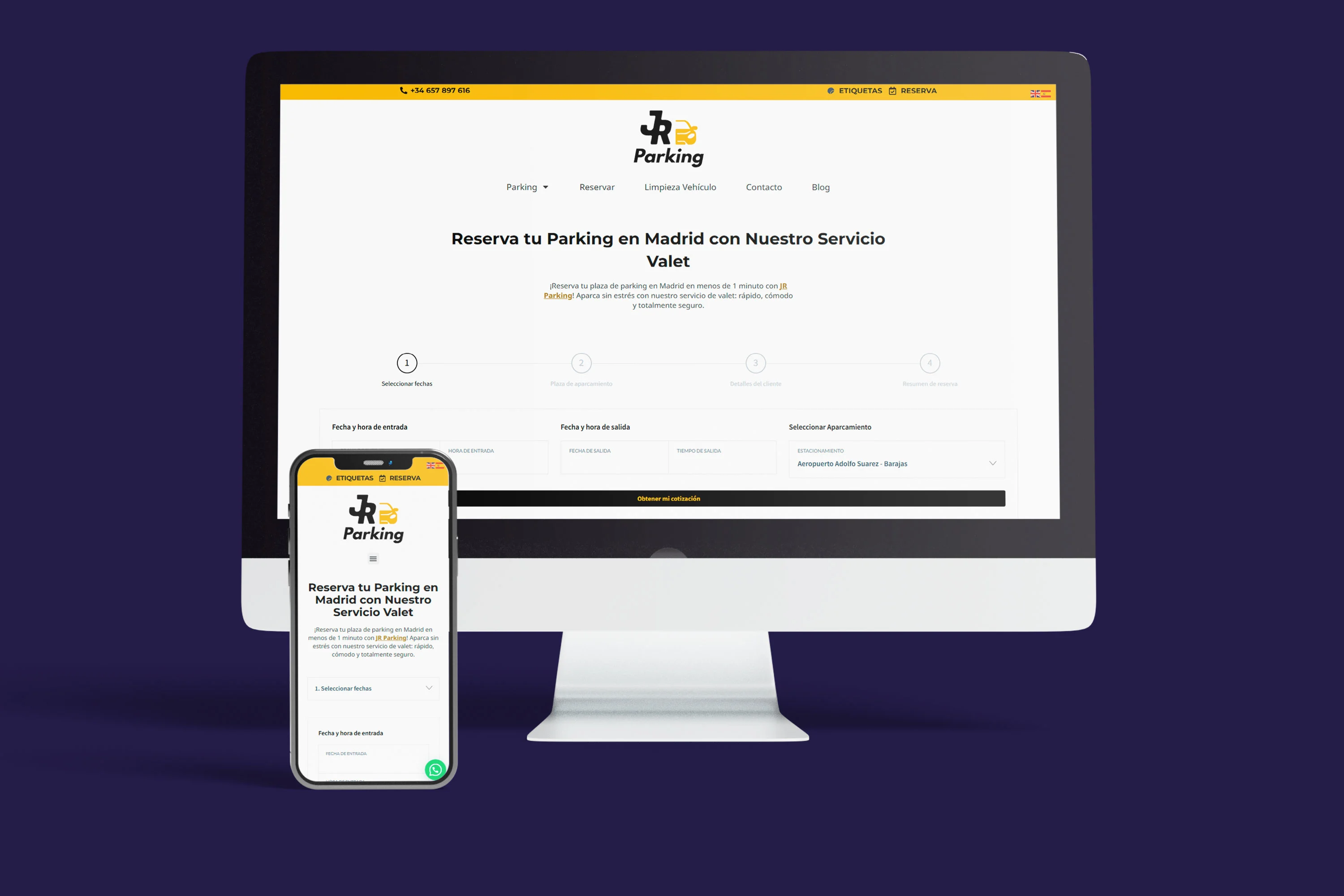 Diseño web Jr Parking mockup completo