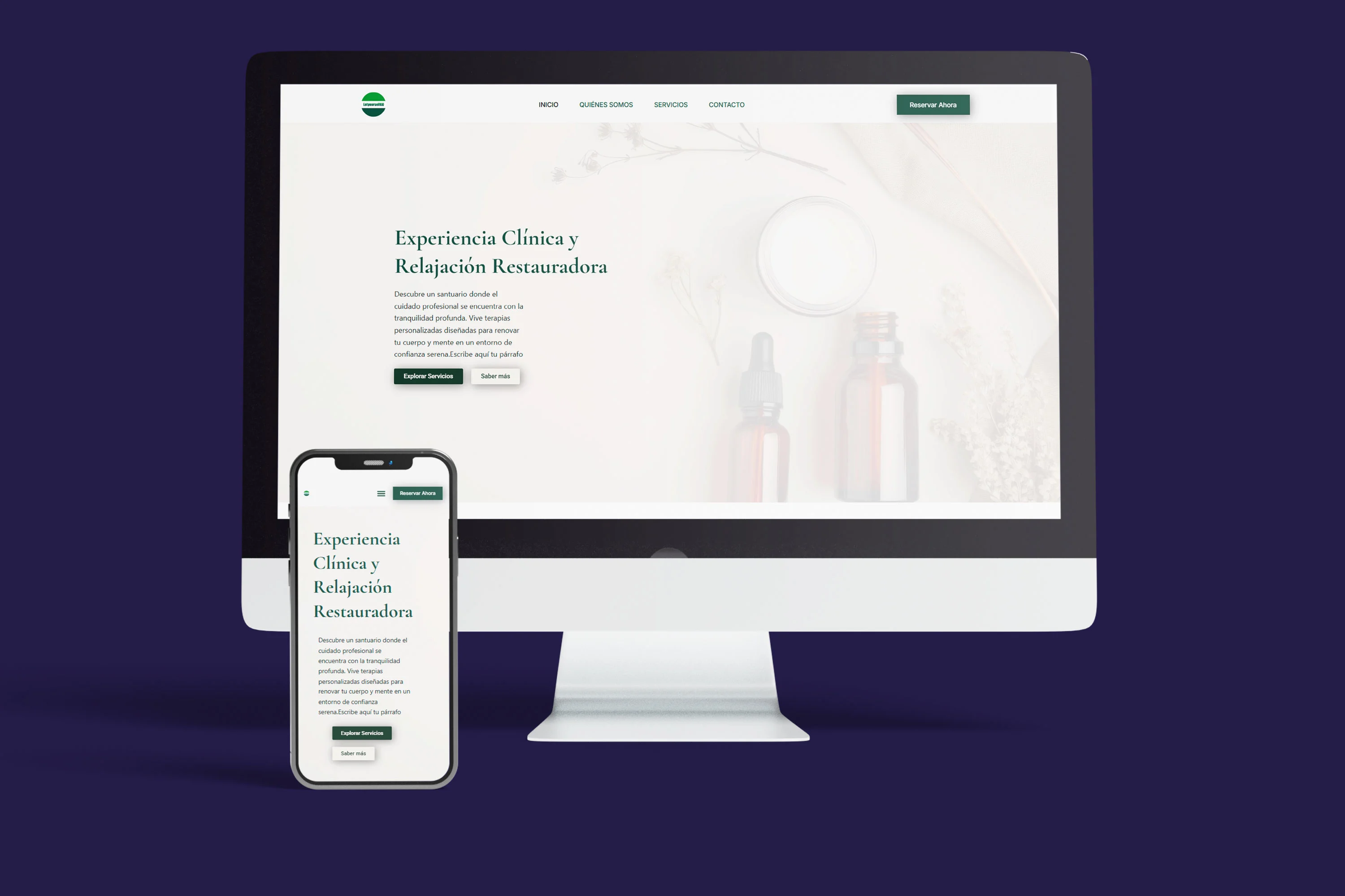Diseño web Letyourselfgo mockup completo
