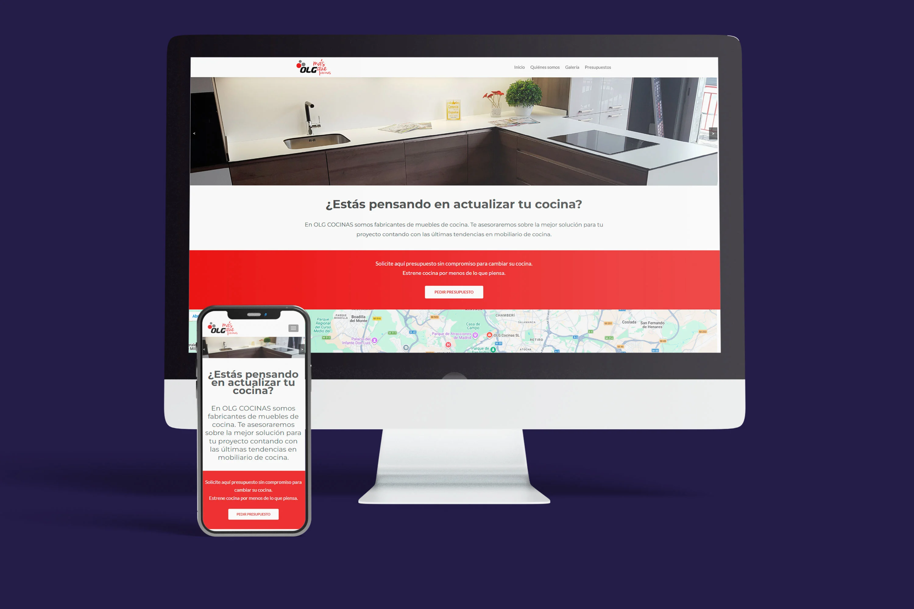 Diseño web Olga Cocinas mockup completo