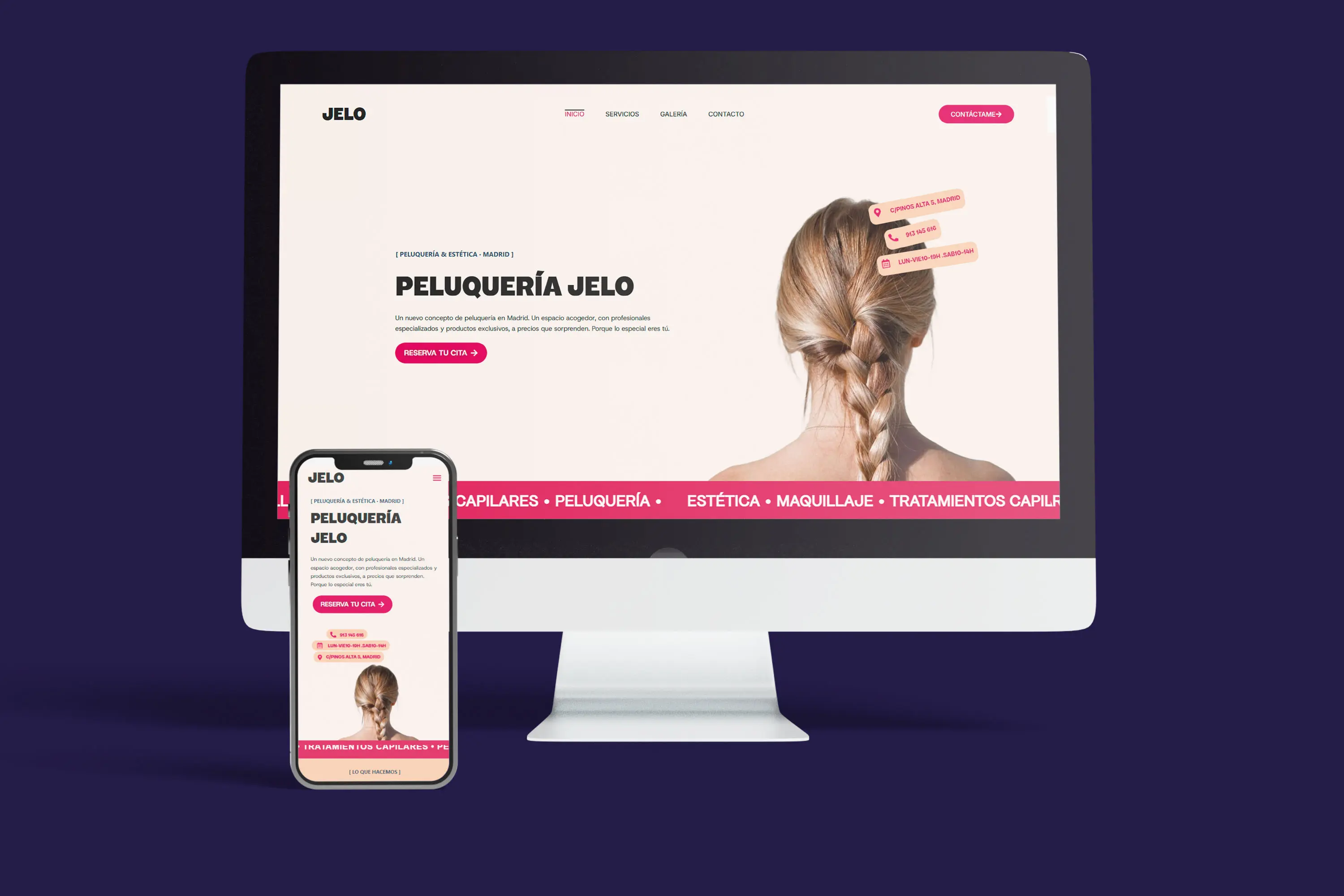 Diseño web Peluqueria Jelo mockup completo