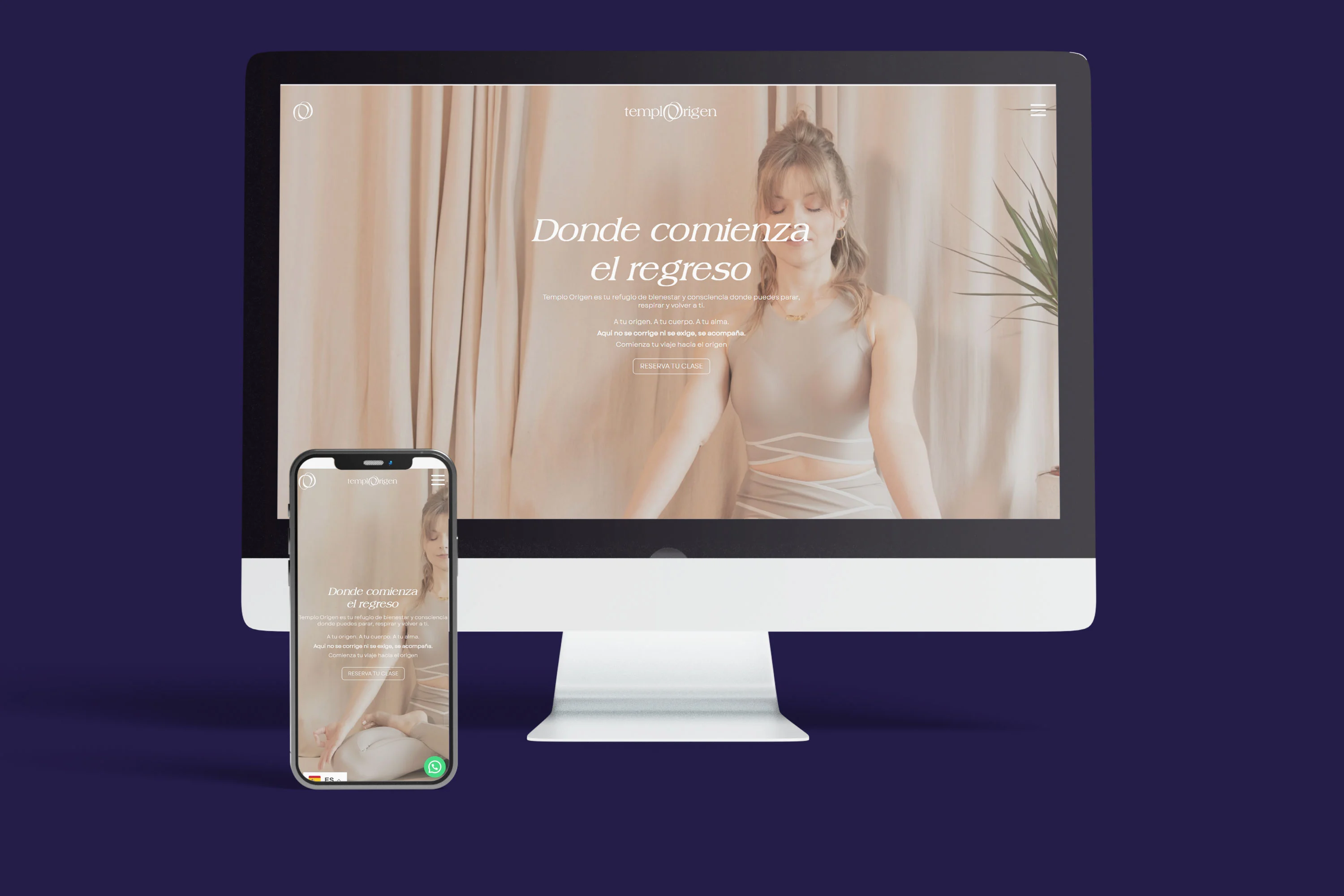 Diseño web Templo Origen mockup responsive completo